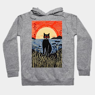 Riso-graphic Cat's Joyful Field Hoodie